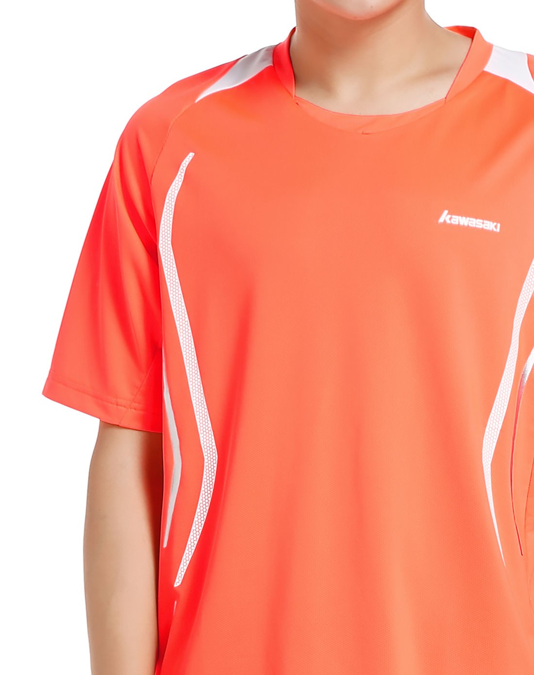 男款荧光橙色短袖拼接t恤 动感吸湿排汗