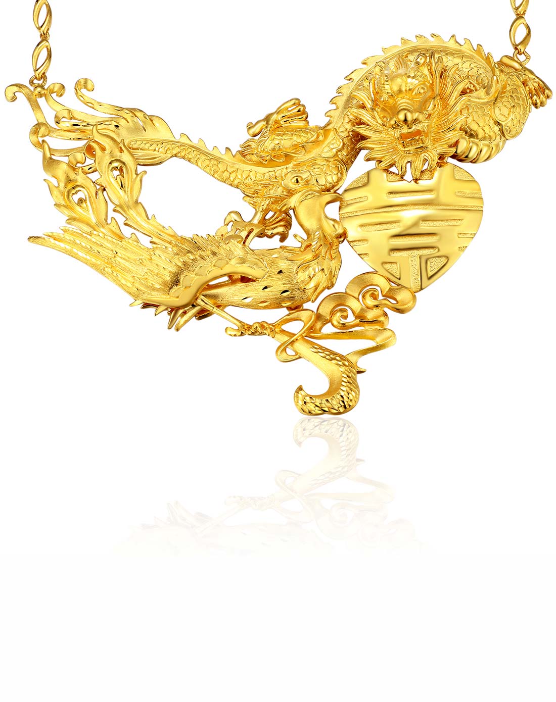 金叶珠宝贵重专场-足金套链 龙凤双喜125.42g