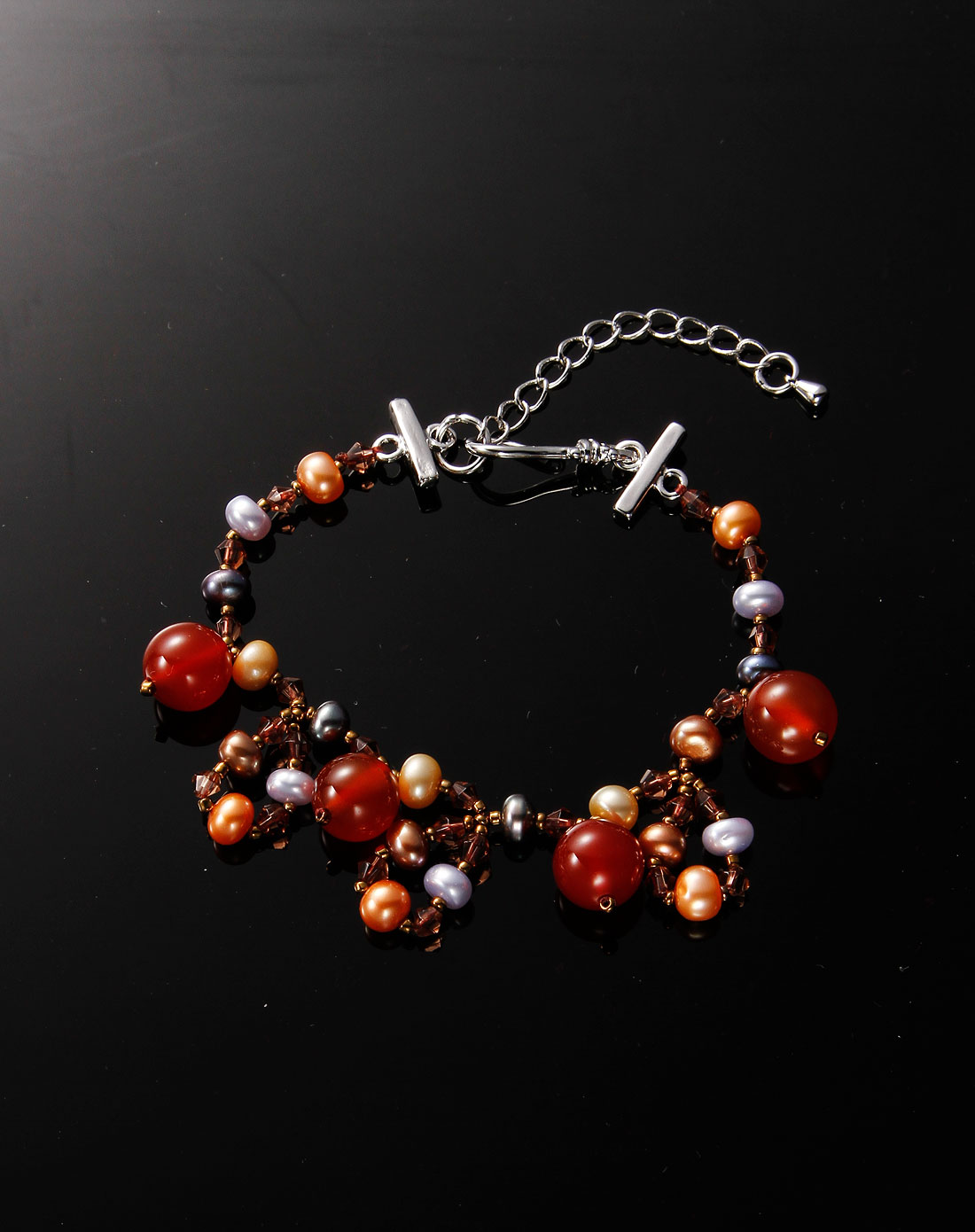 女款红色红玛瑙珍珠手链