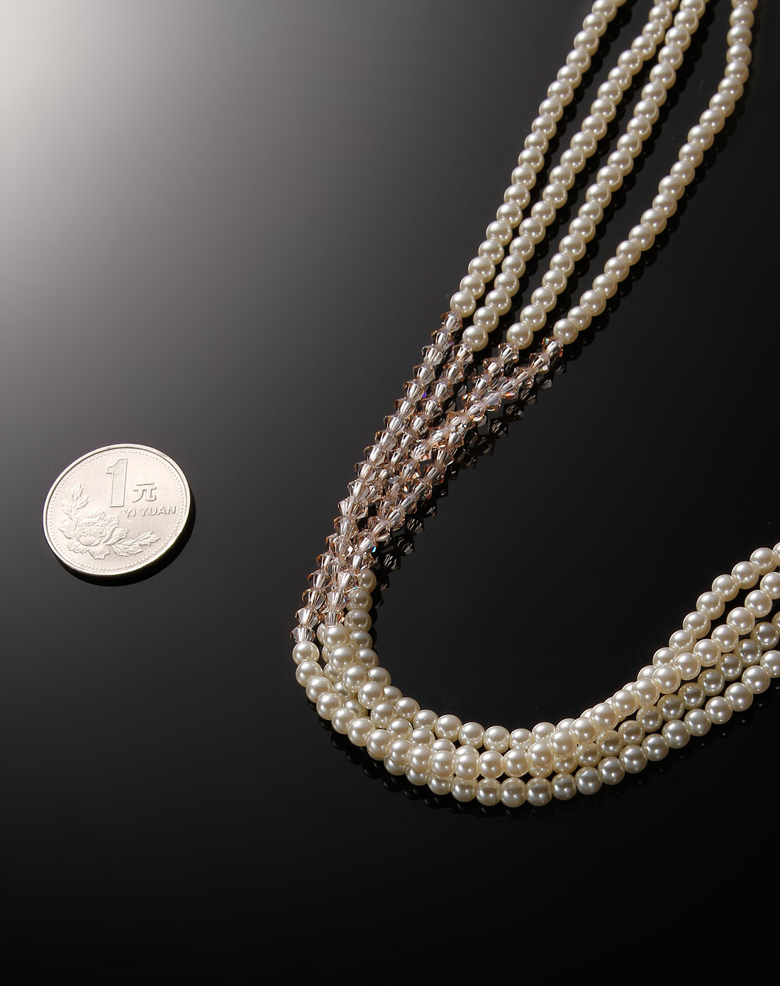 白色捷克水晶玻璃珠项链