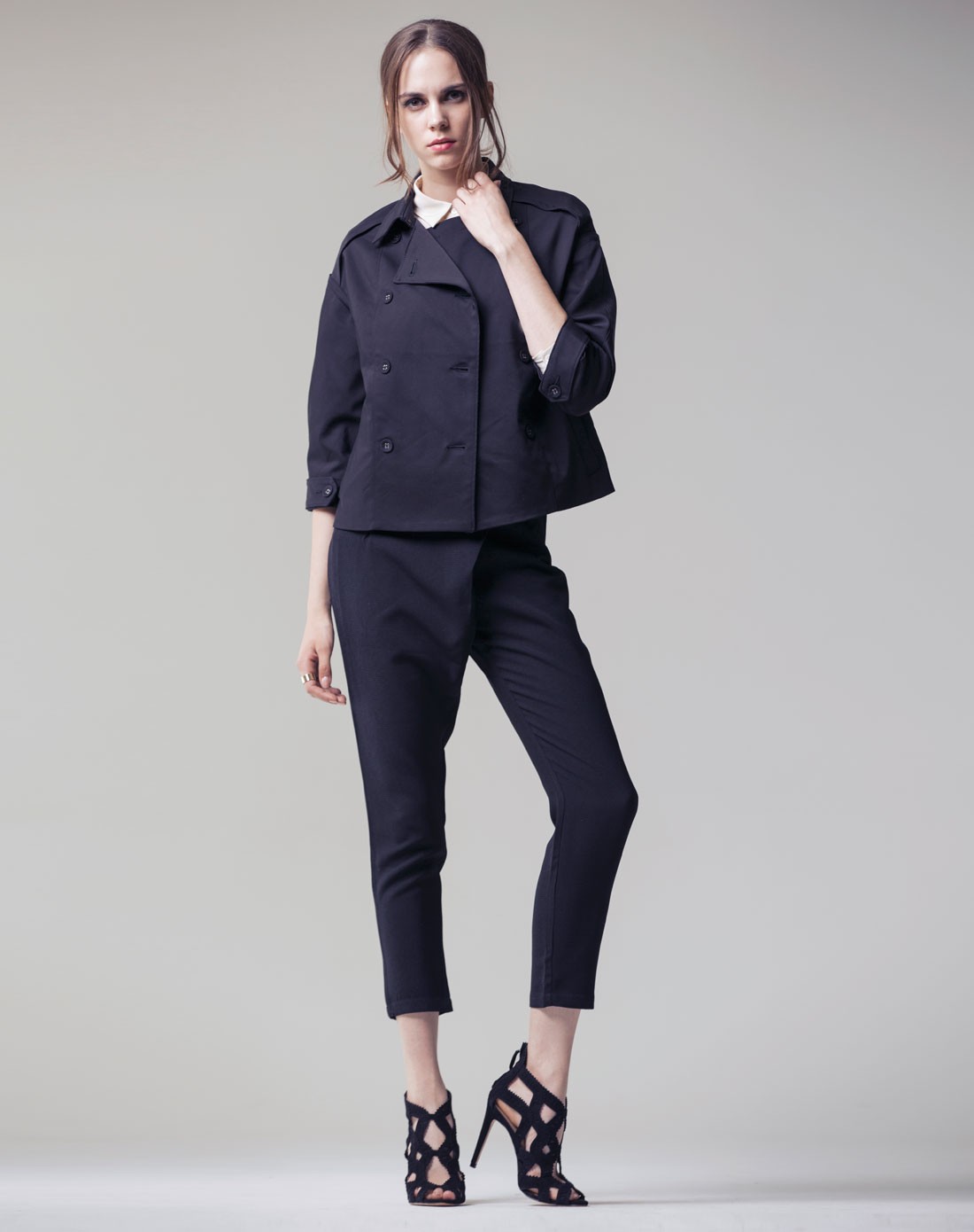 isabelle blanche女装黑色时尚百搭七分袖外套isb8682902_唯品会