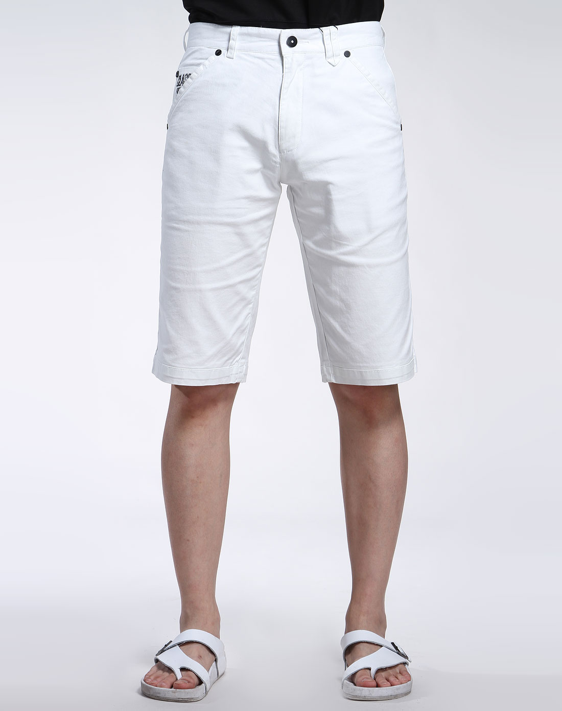 男款白色休闲短裤