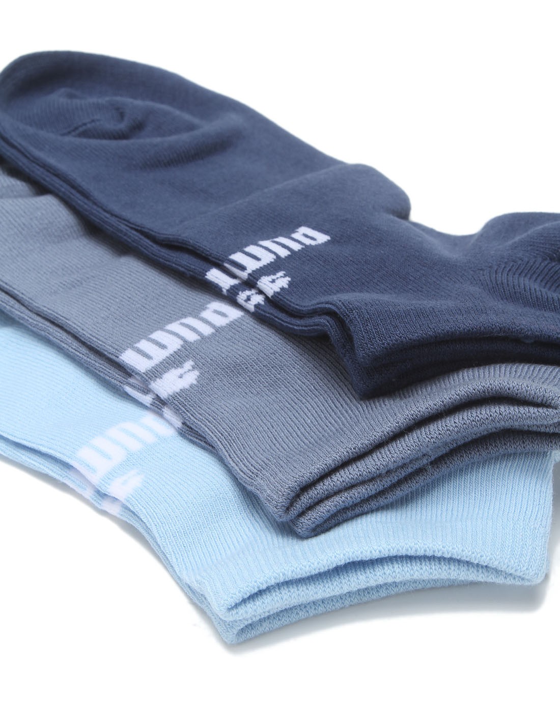 男款蓝浅蓝/灰蓝色短筒休闲袜 三对装