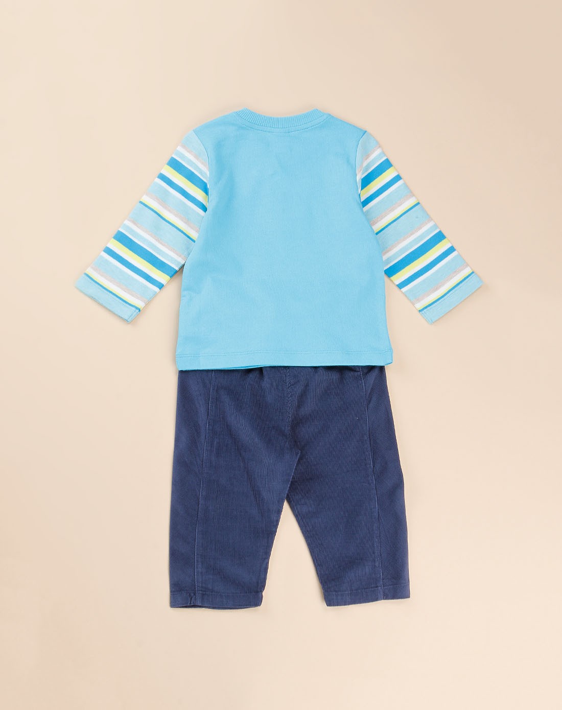男幼碧水蓝婴儿两件套(圆领长袖针织衫 单长裤)
