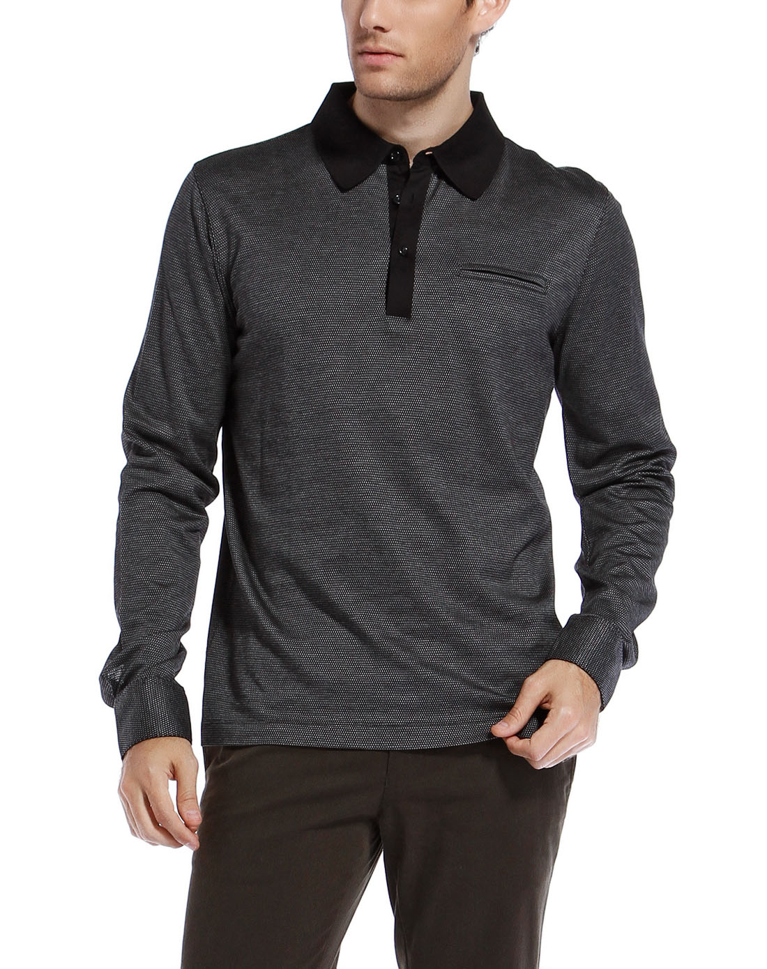 hugo boss男装专场-boss深灰色成熟稳重长袖t恤