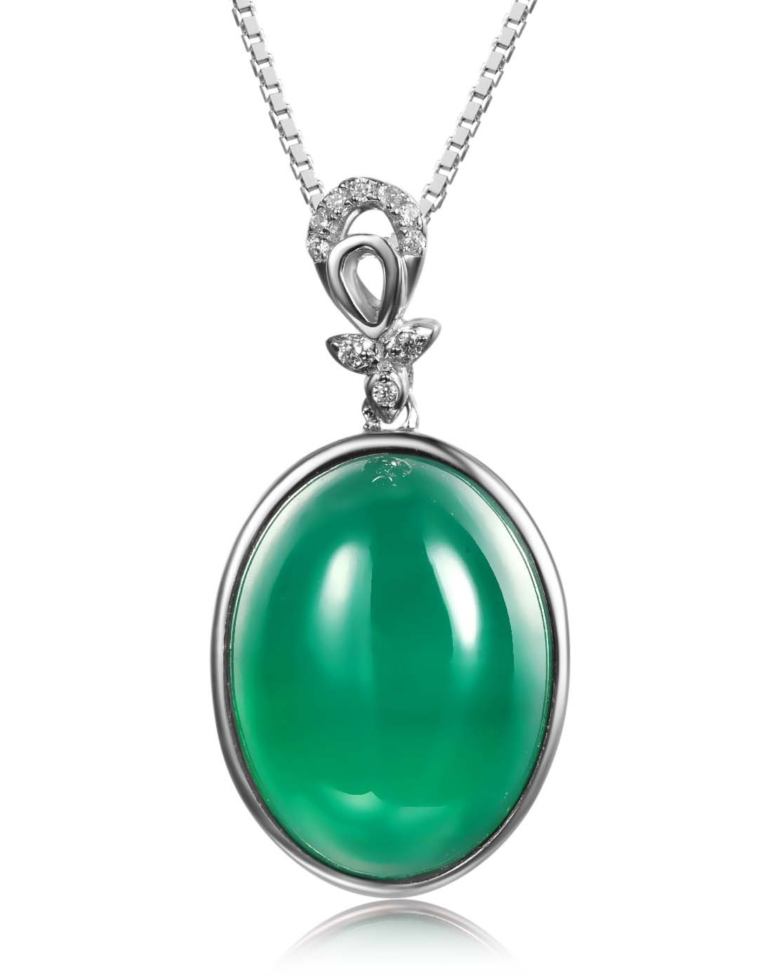 金万年kimani珠宝专场-s925银镶玉髓光面水滴吊坠