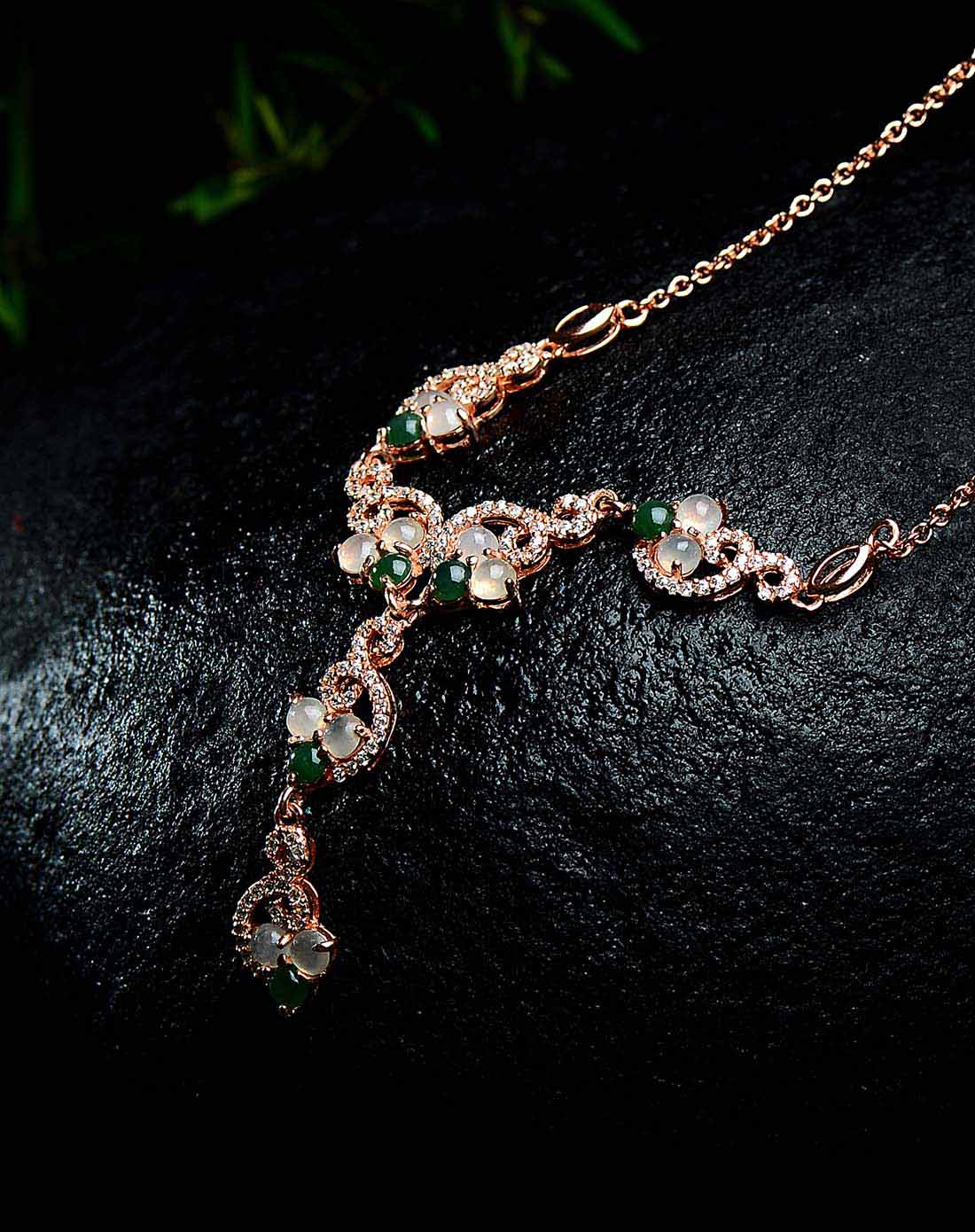 超值精工s925镶双色翡翠套链