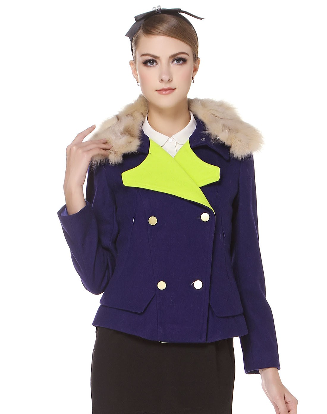 紫蓝色时尚气质长袖外套