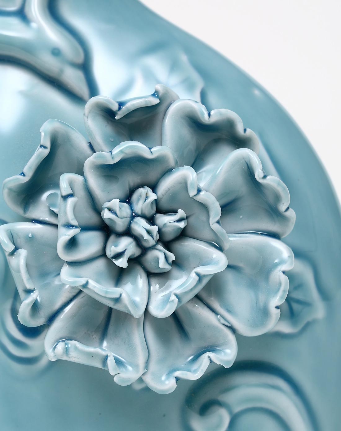 25*16cm欧式陶瓷浮雕手绘艺术花瓶-百鸟朝凤(蓝色)