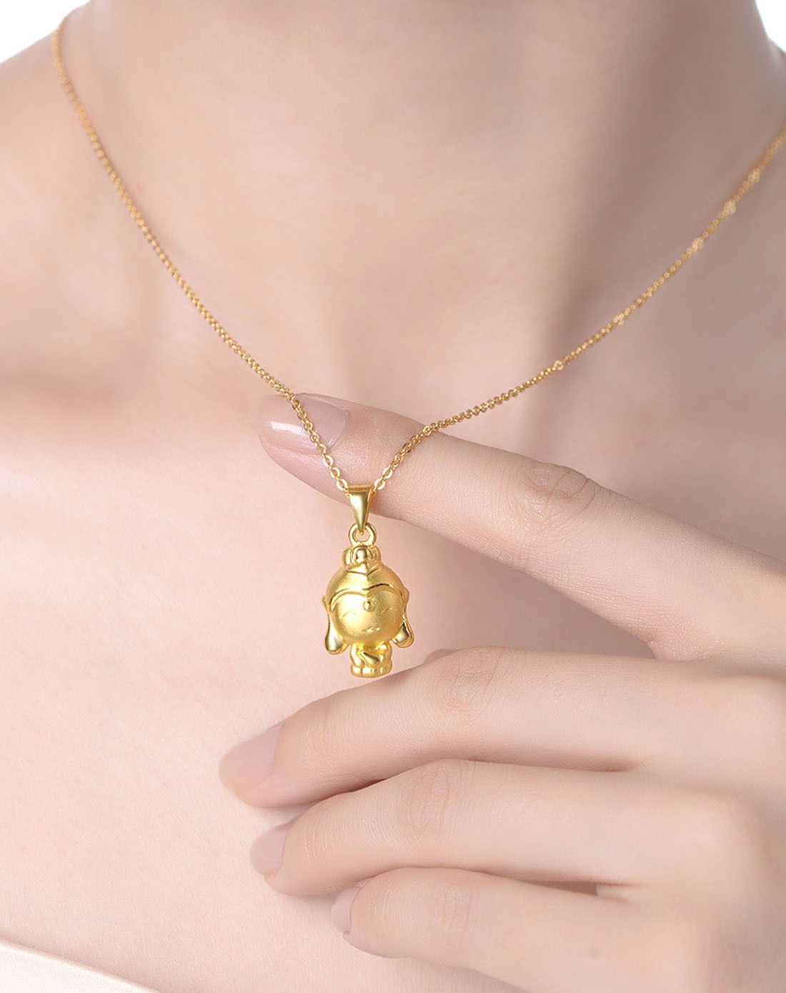 千足金硬金微笑垂耳佛挂件2.13g