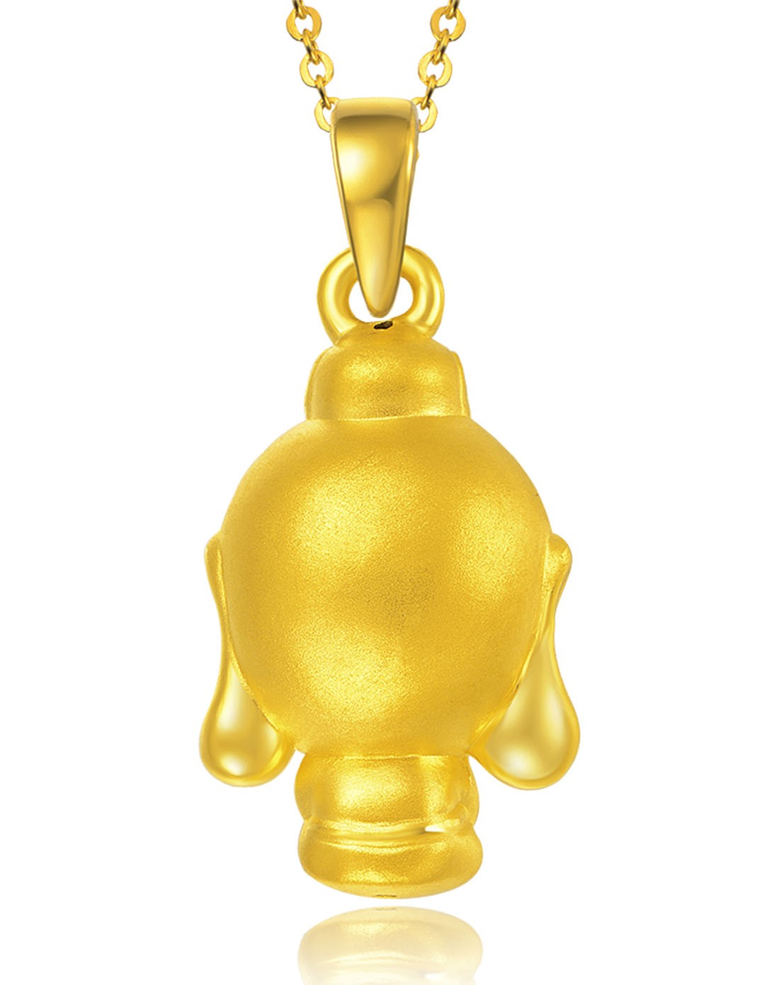 千足金硬金微笑垂耳佛挂件2.13g