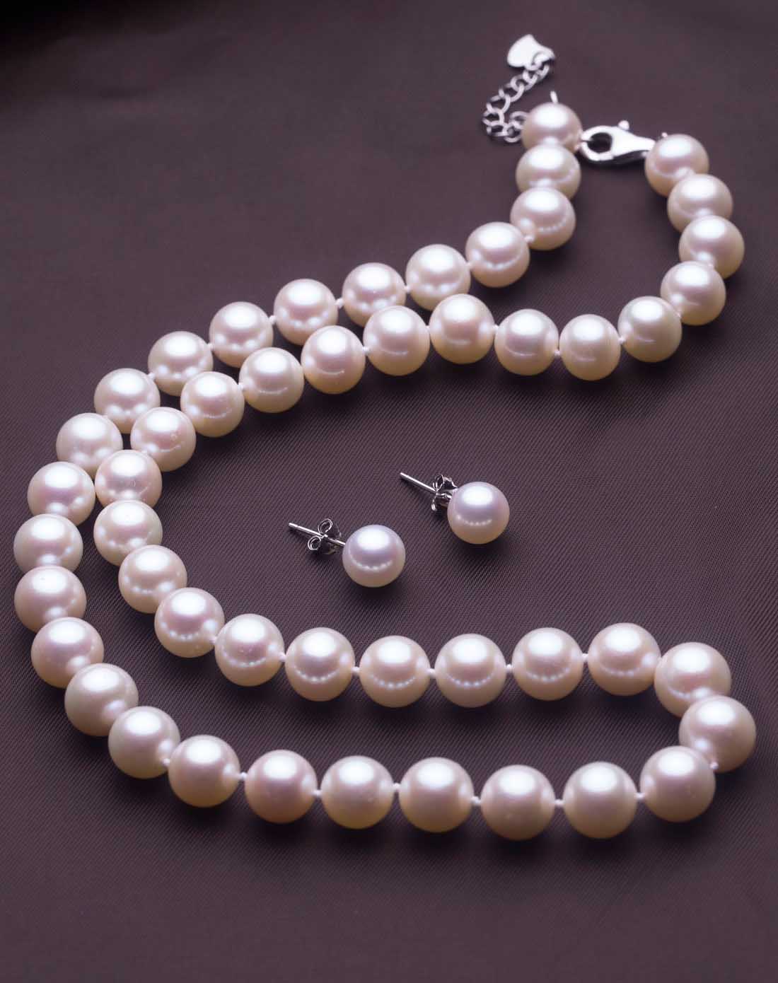 蓝色海洋珠宝专场-正圆极强光aaaa级9-10mm天然珍珠时尚套装