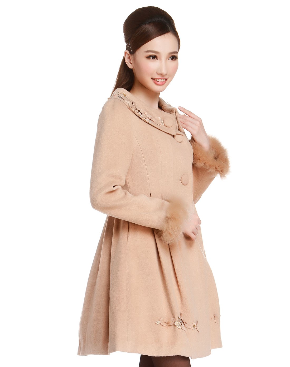 肉桂色休闲简约长袖大衣