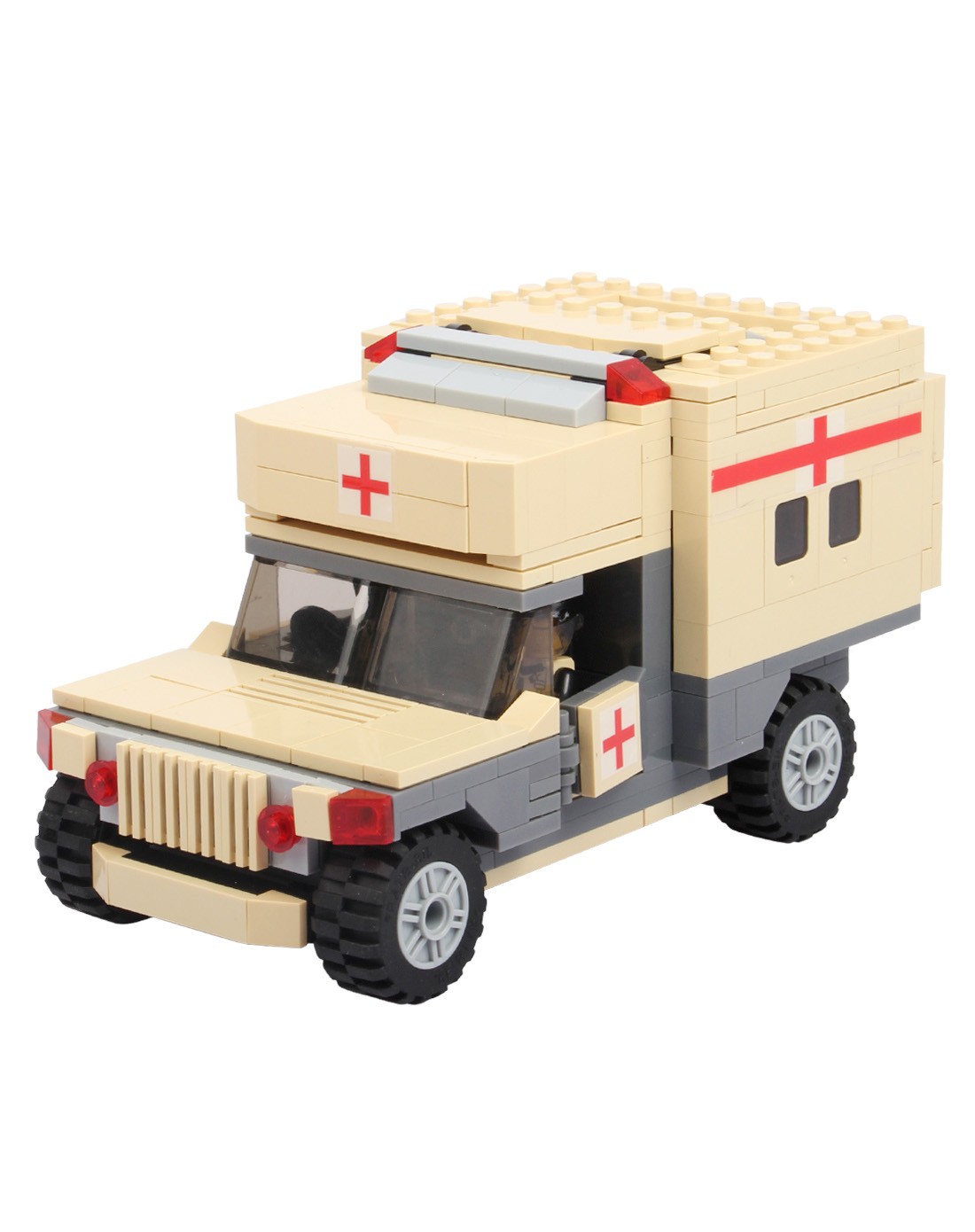 拼装积木军用悍马救护车