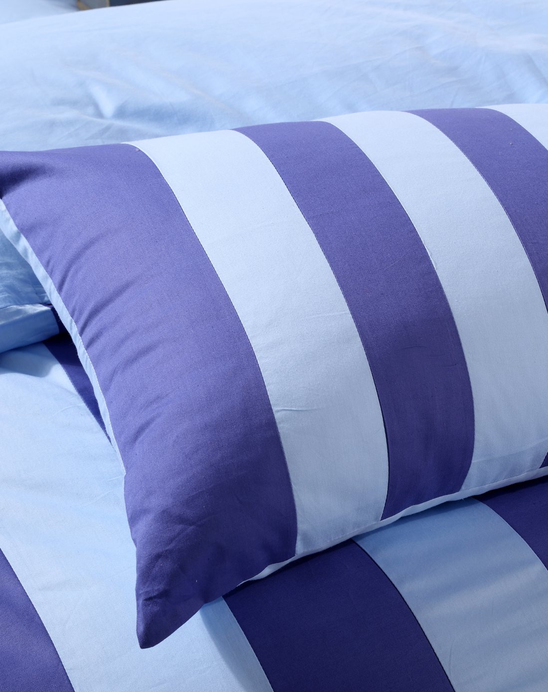 蓝配浅蓝色运动风长绒棉四件套1.8米床