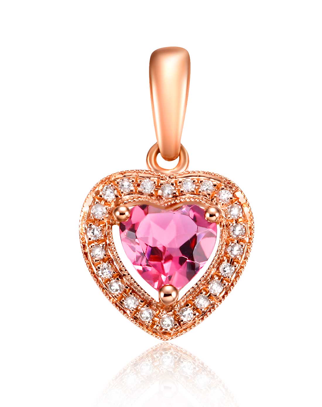 张万福zwf珠宝专场倾城之恋 张万福18k玫瑰金碧玺心形吊坠kc-d-ax_唯