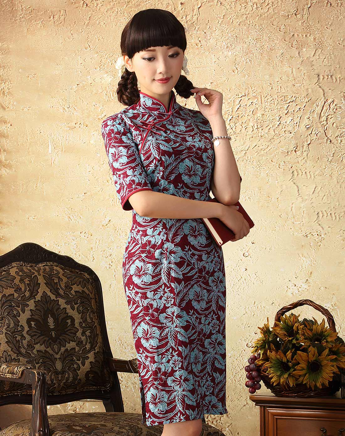 雅惠秋装改良花旗袍裙