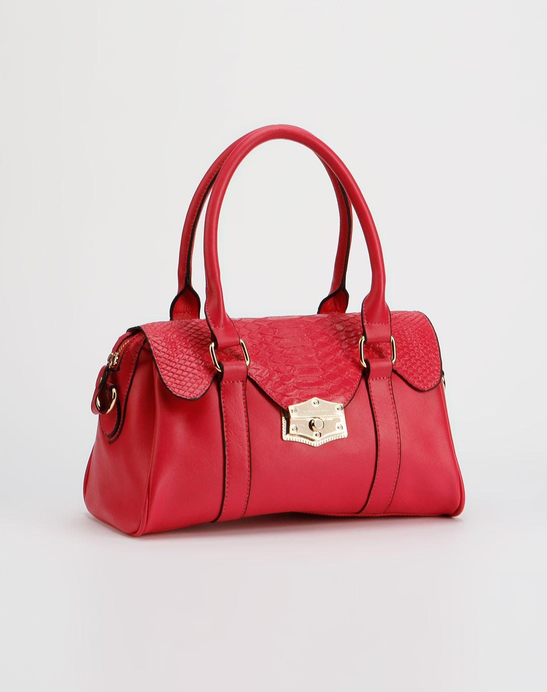 女款梅红色时尚手提包