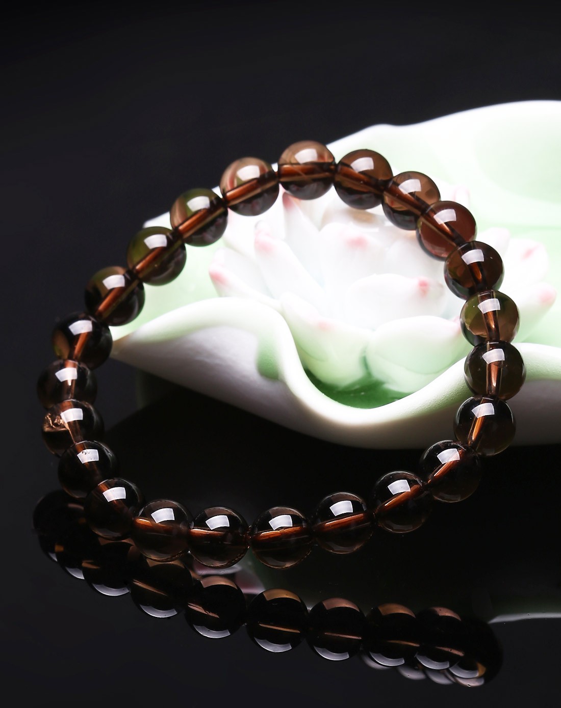 天然3a级茶晶手链8mm附证书