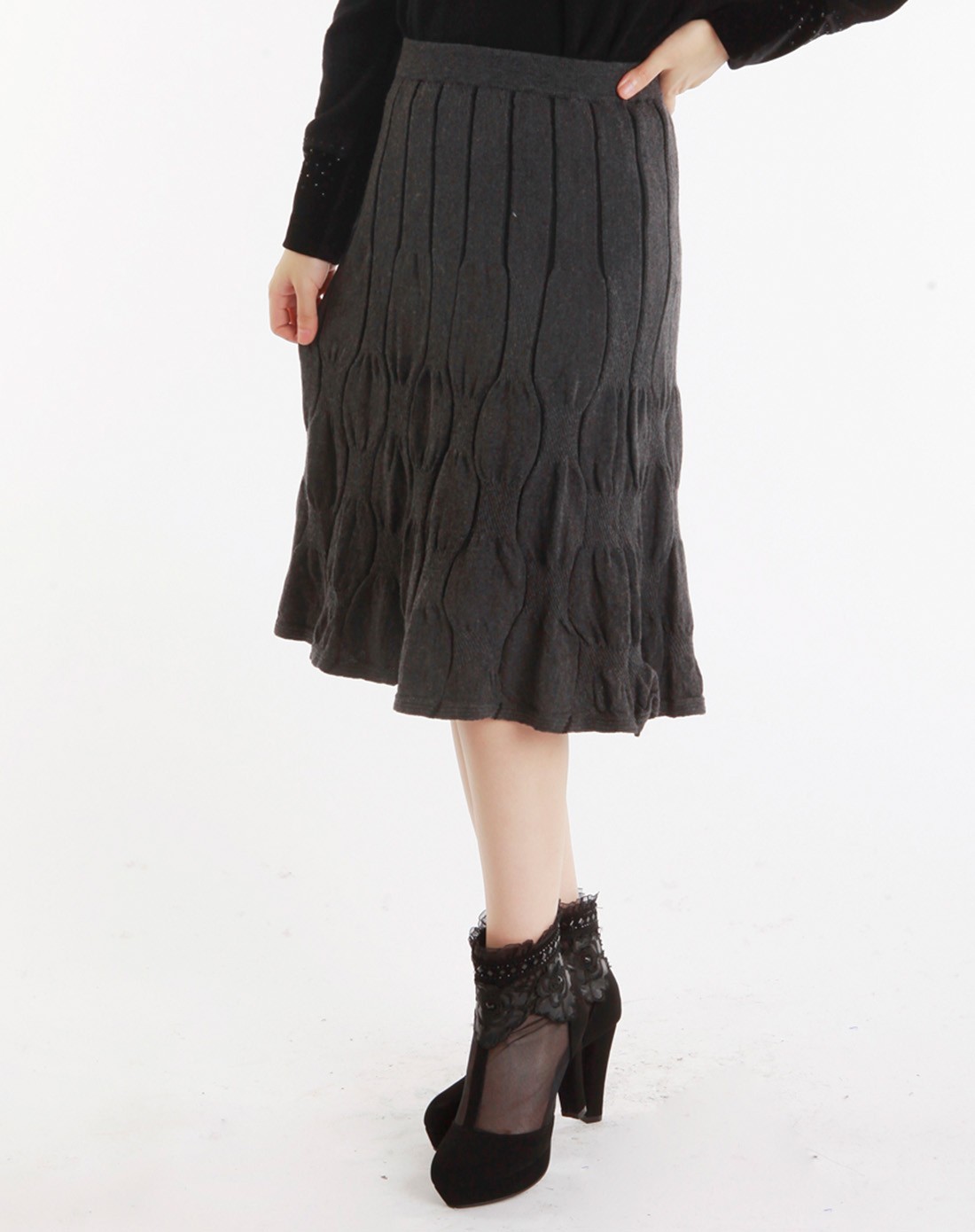 女款烟灰女装羊毛裙