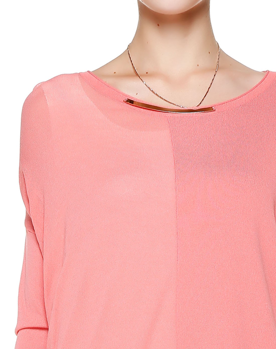 mikibana浅洋红色时尚两件套长袖中长款针织衫