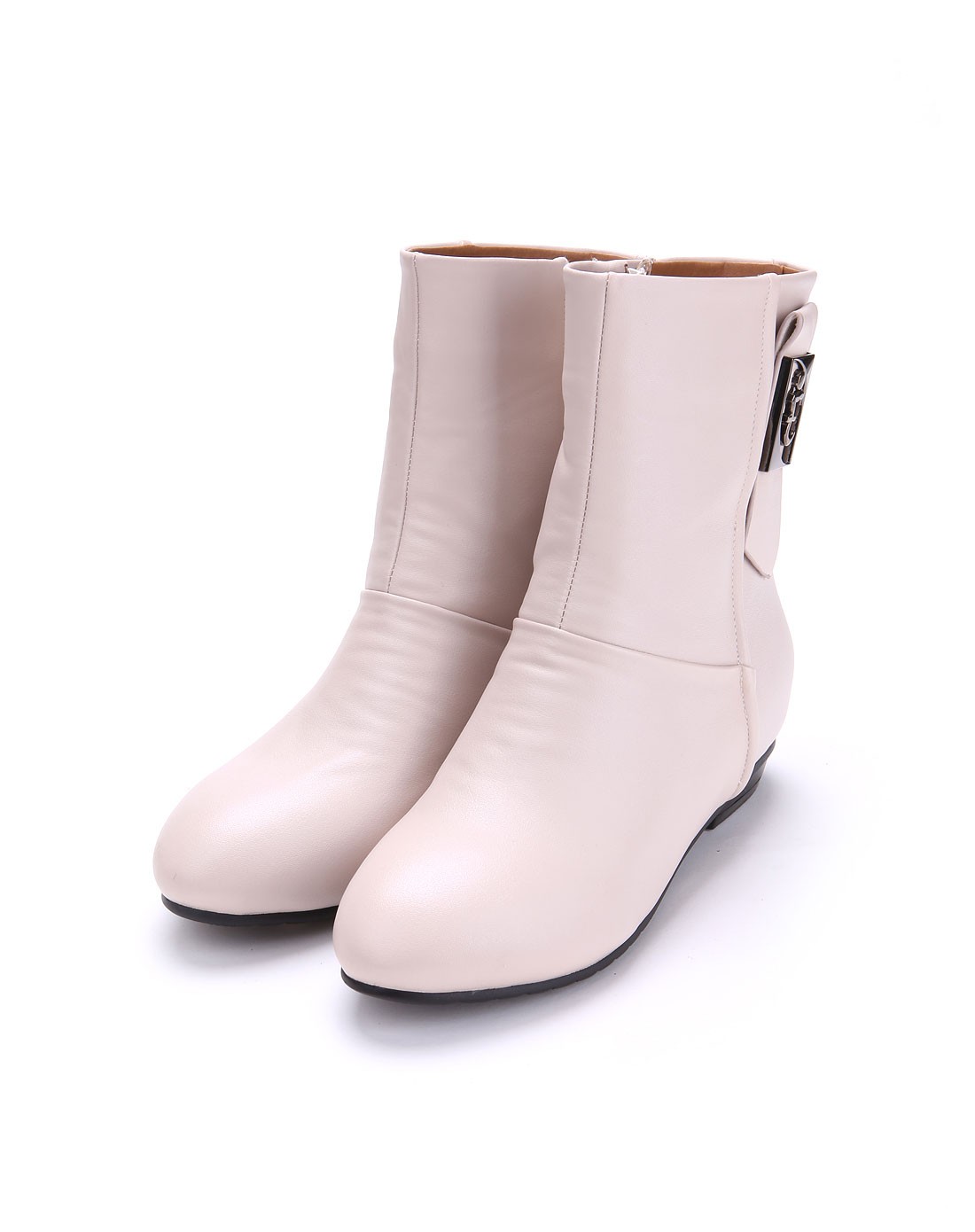 女士米白色超纤女式靴子