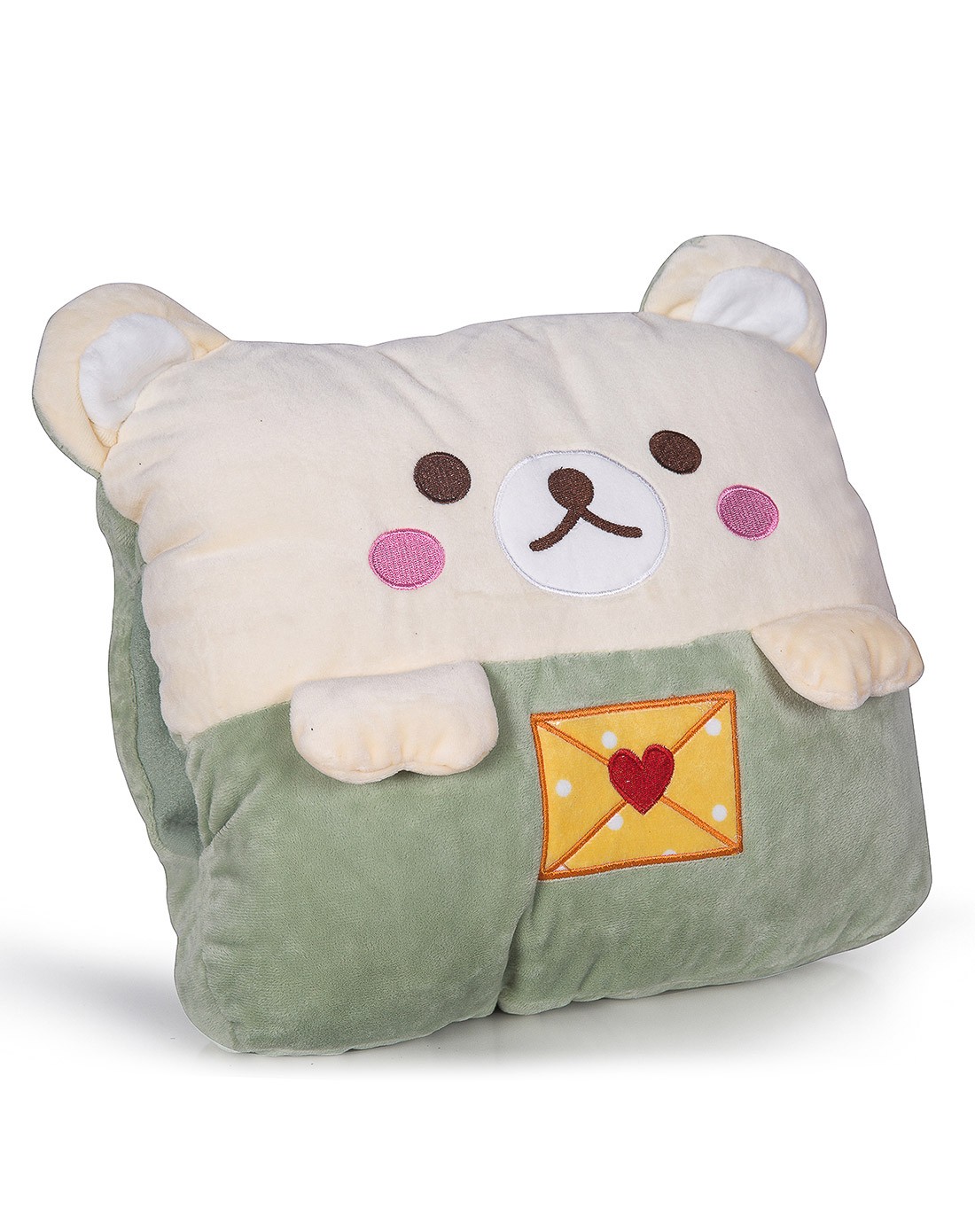 迷彤屋mitongwu 浅绿爱心熊暖手抱枕