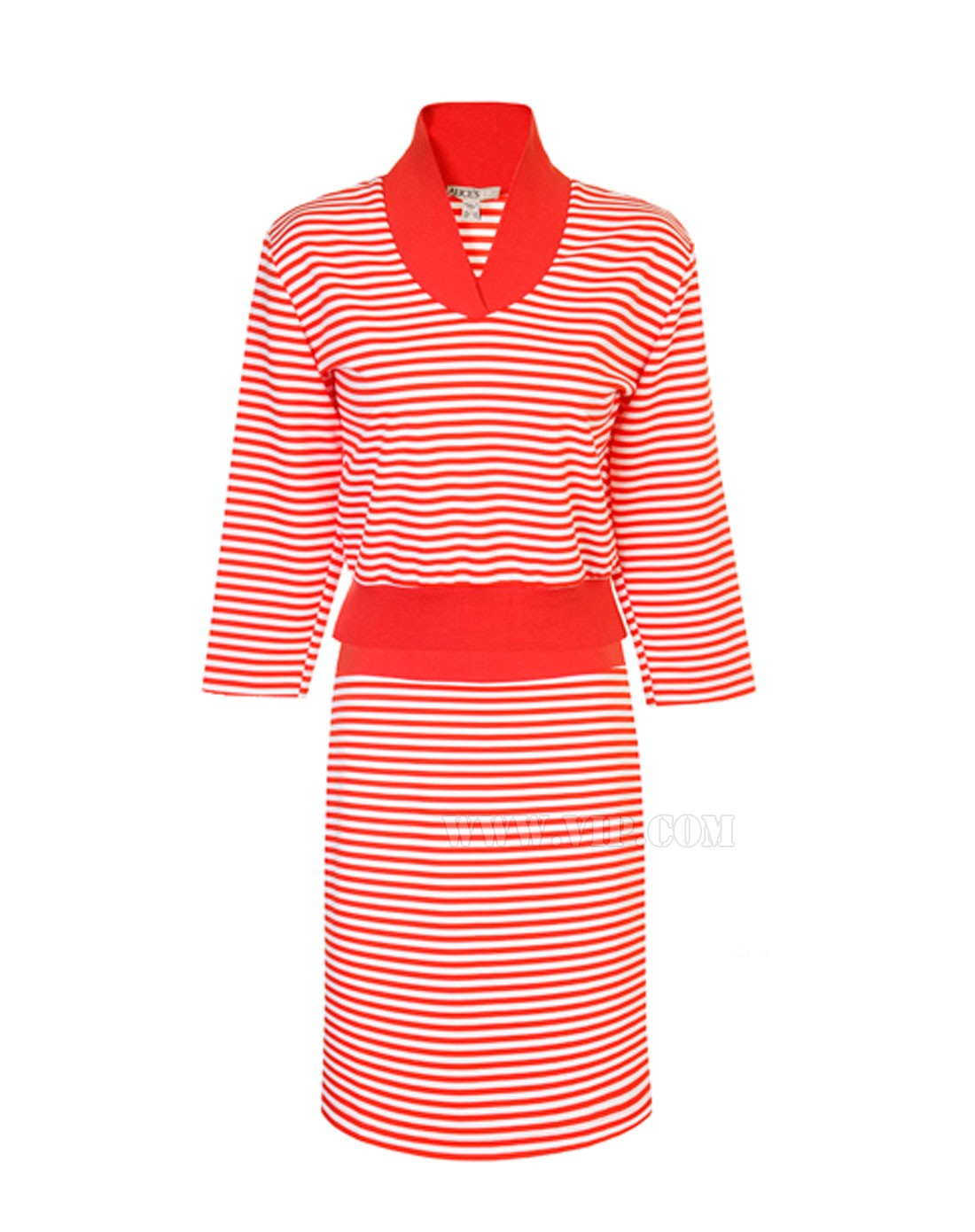 > alice's pig 女士时尚红白相间条纹连衣裙