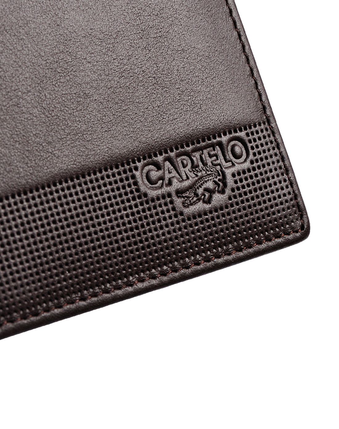 男款印logo细格纹啡色长款钱包