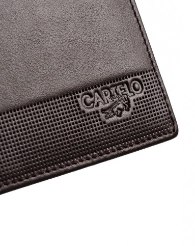 男款印logo细格纹啡色长款钱包