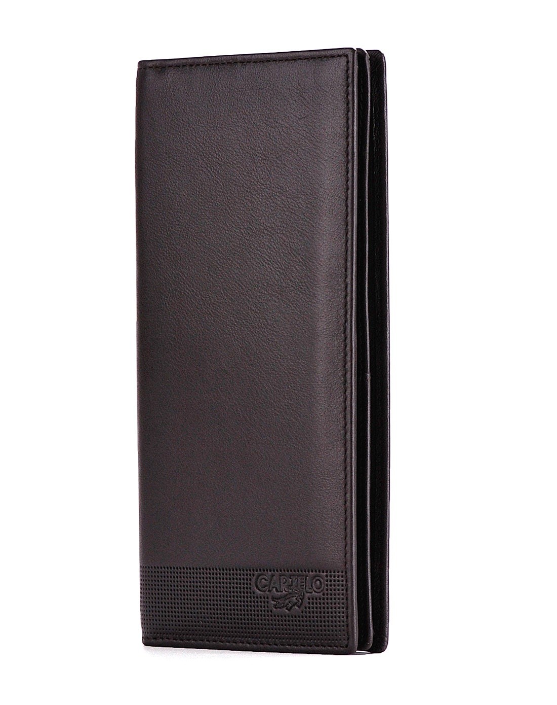 男款印logo细格纹啡色长款钱包