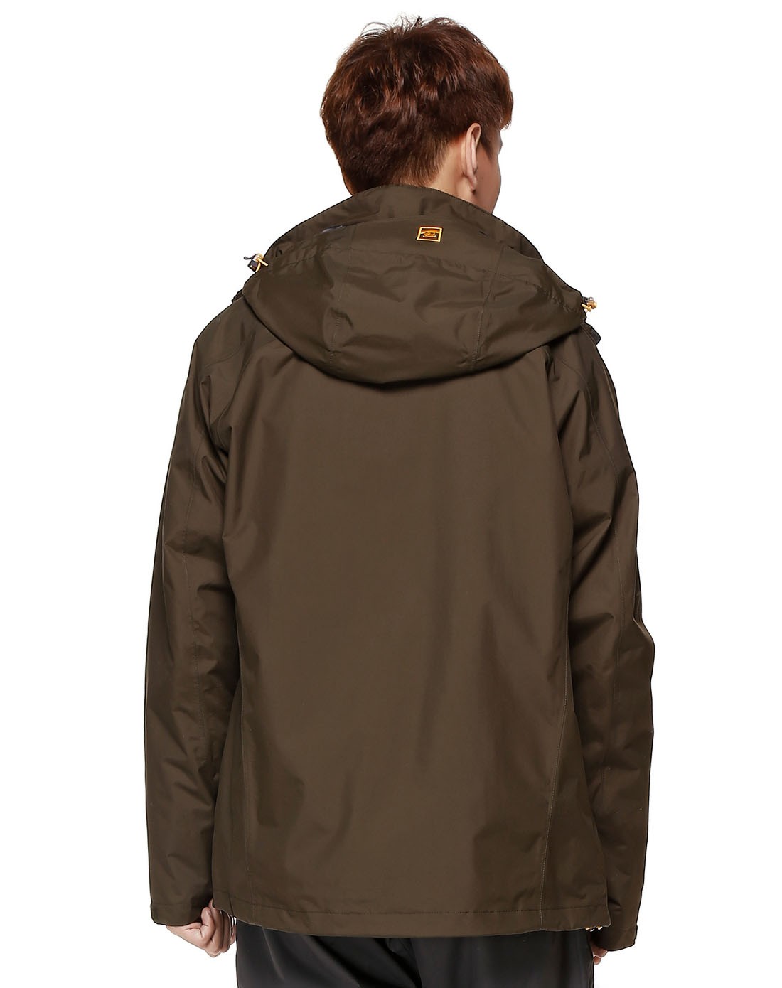 栗棕色连帽长袖冲锋衣 保暖两件套