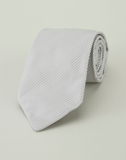 男款银/白色斜条纹时尚领带