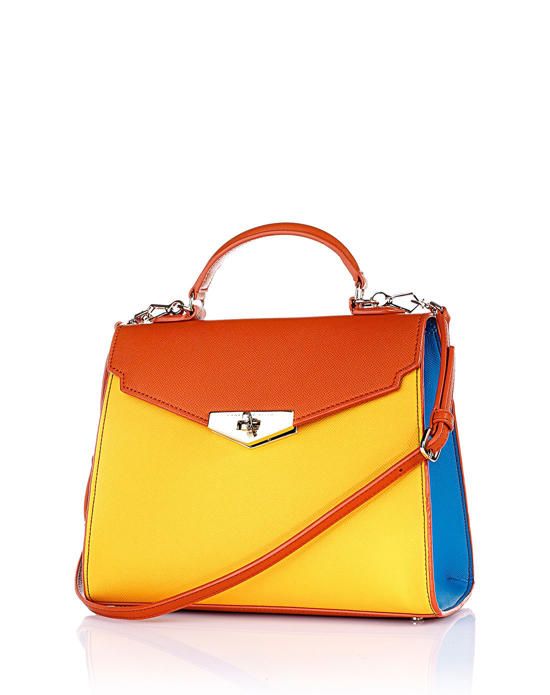 橙色荧光撞色手提肩包
