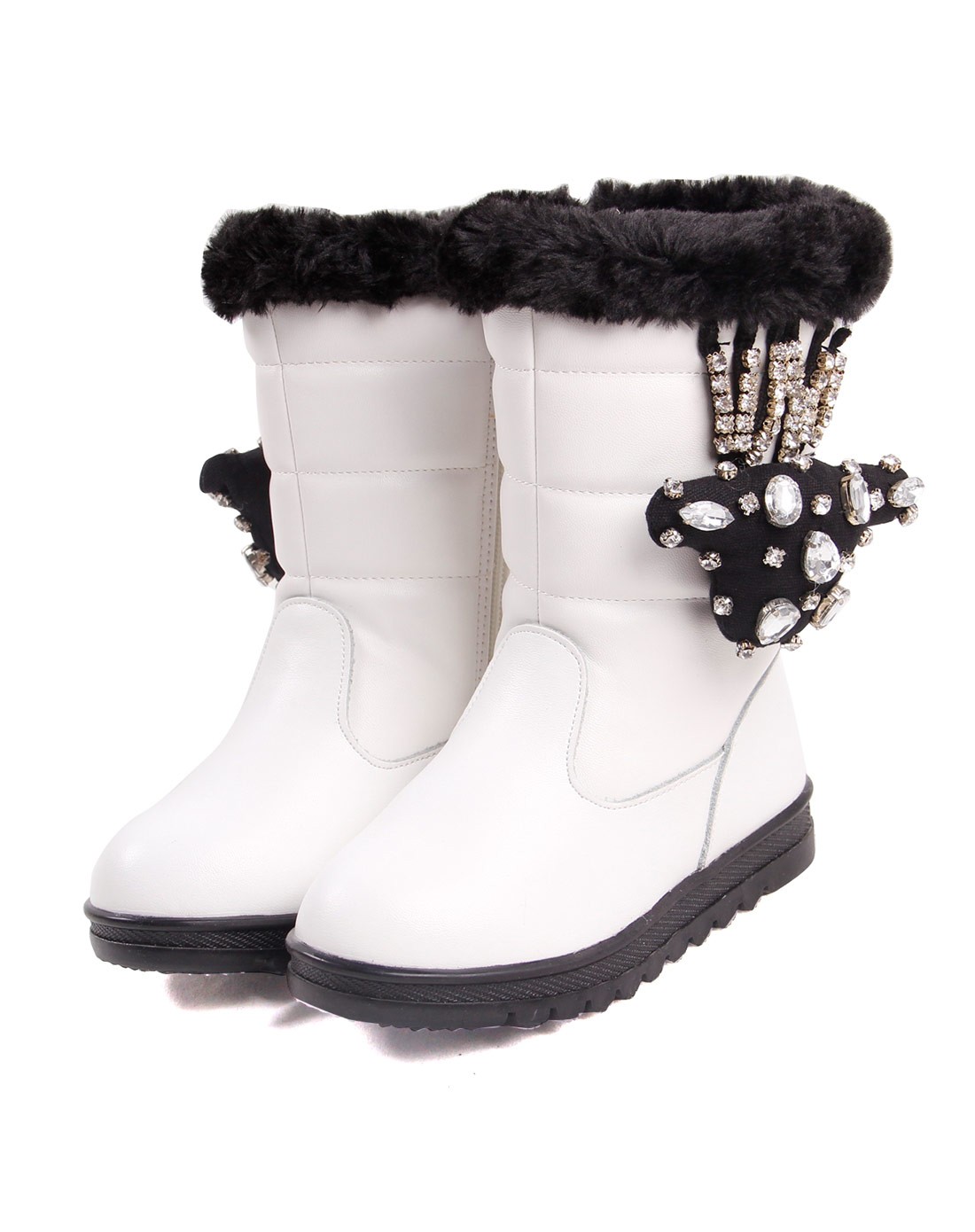 女童白色雪地靴