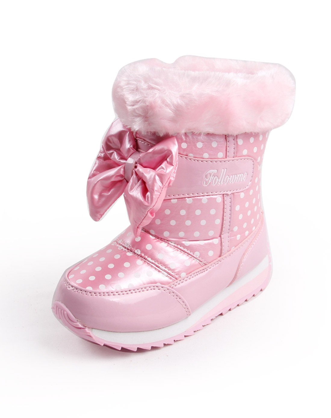 富罗迷follow me童装童鞋专场女童粉红雪地靴3d214402_唯品会