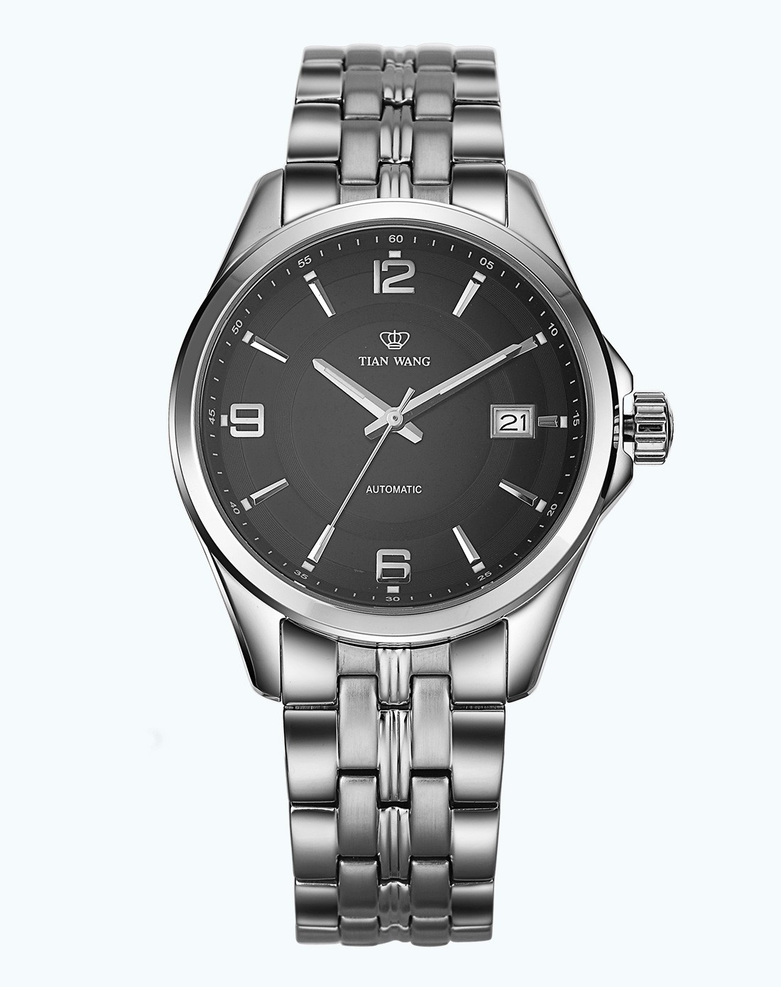 天王tian wang手表专场 > 商务绅士黑盘自动机械男表