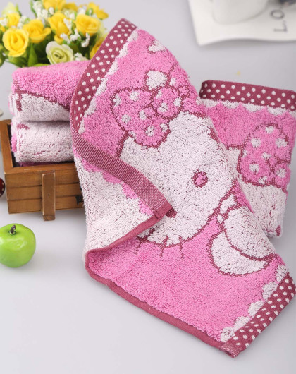 (两件起售)(三条装)25*25cmhello kitty小朋友迷你巾-粉色