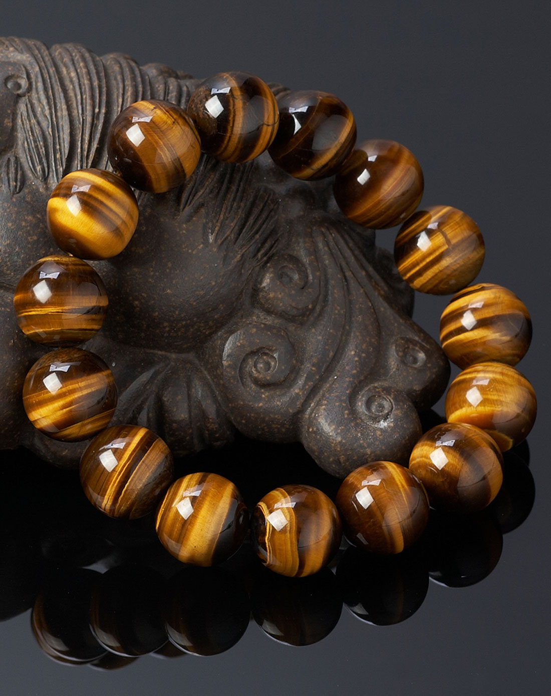 天然黄虎眼手链圆珠14mm能量之石