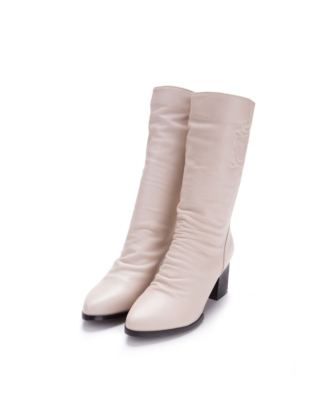 女士米白色牛皮女式靴子