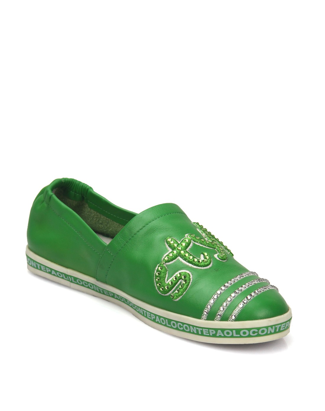 绿色烫钻休闲简约女鞋