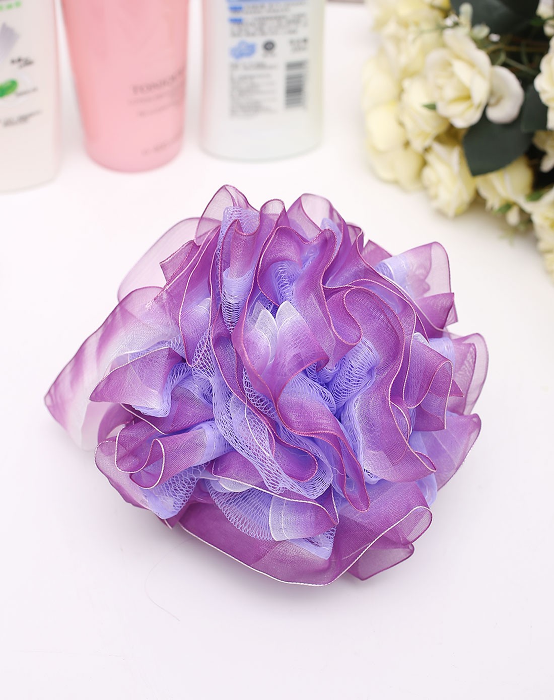 渐变花边沐浴球紫色