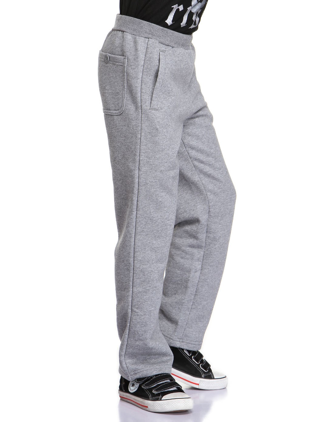 大童 男童款花灰色针织运动长裤 简约时尚