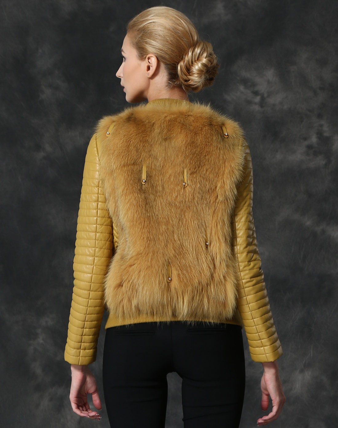 sovogue女士皮草专场米黄色长袖皮毛拼接短款上衣sgp14790-161_唯品会