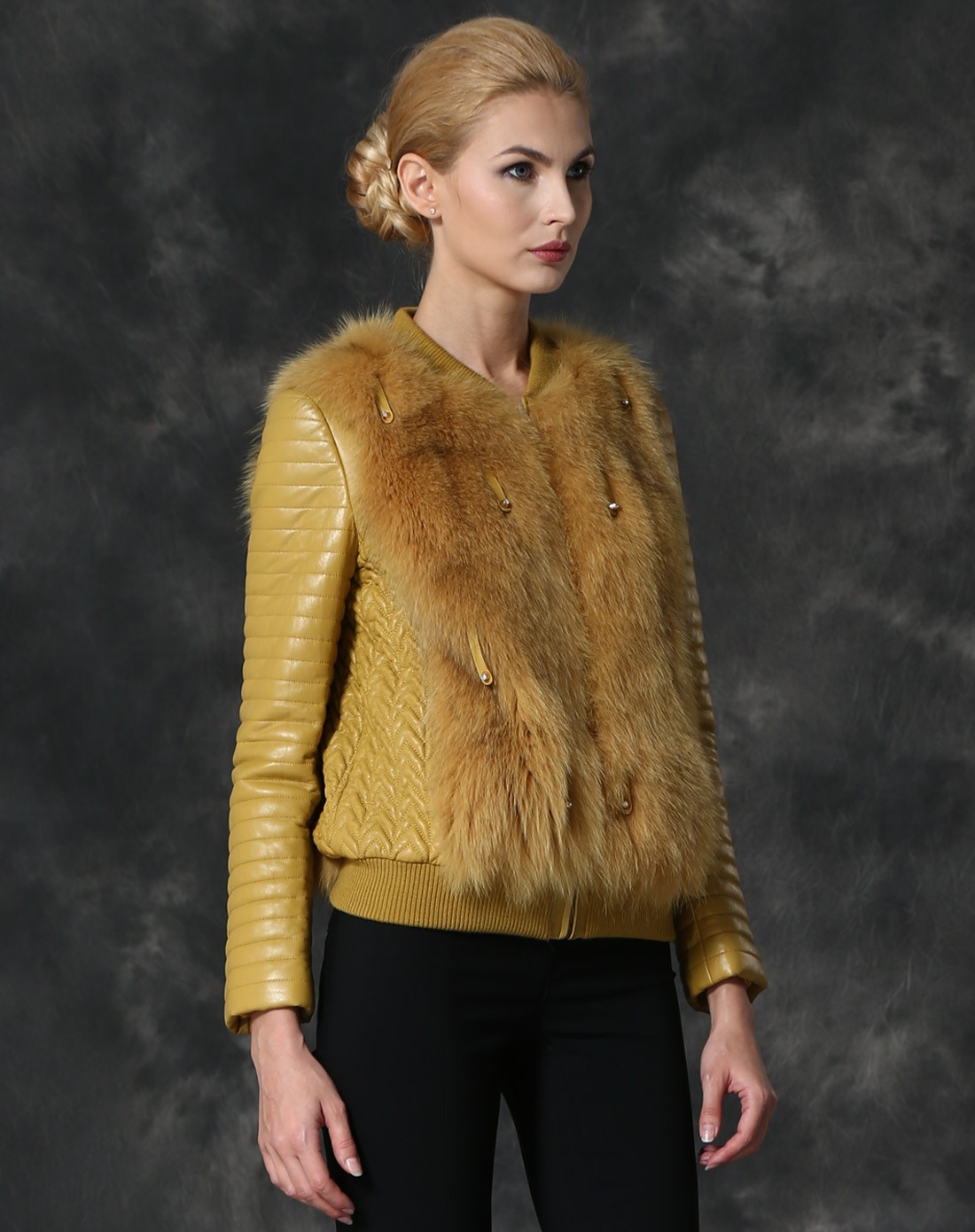 sovogue女士皮草专场米黄色长袖皮毛拼接短款上衣sgp14790-161_唯品会