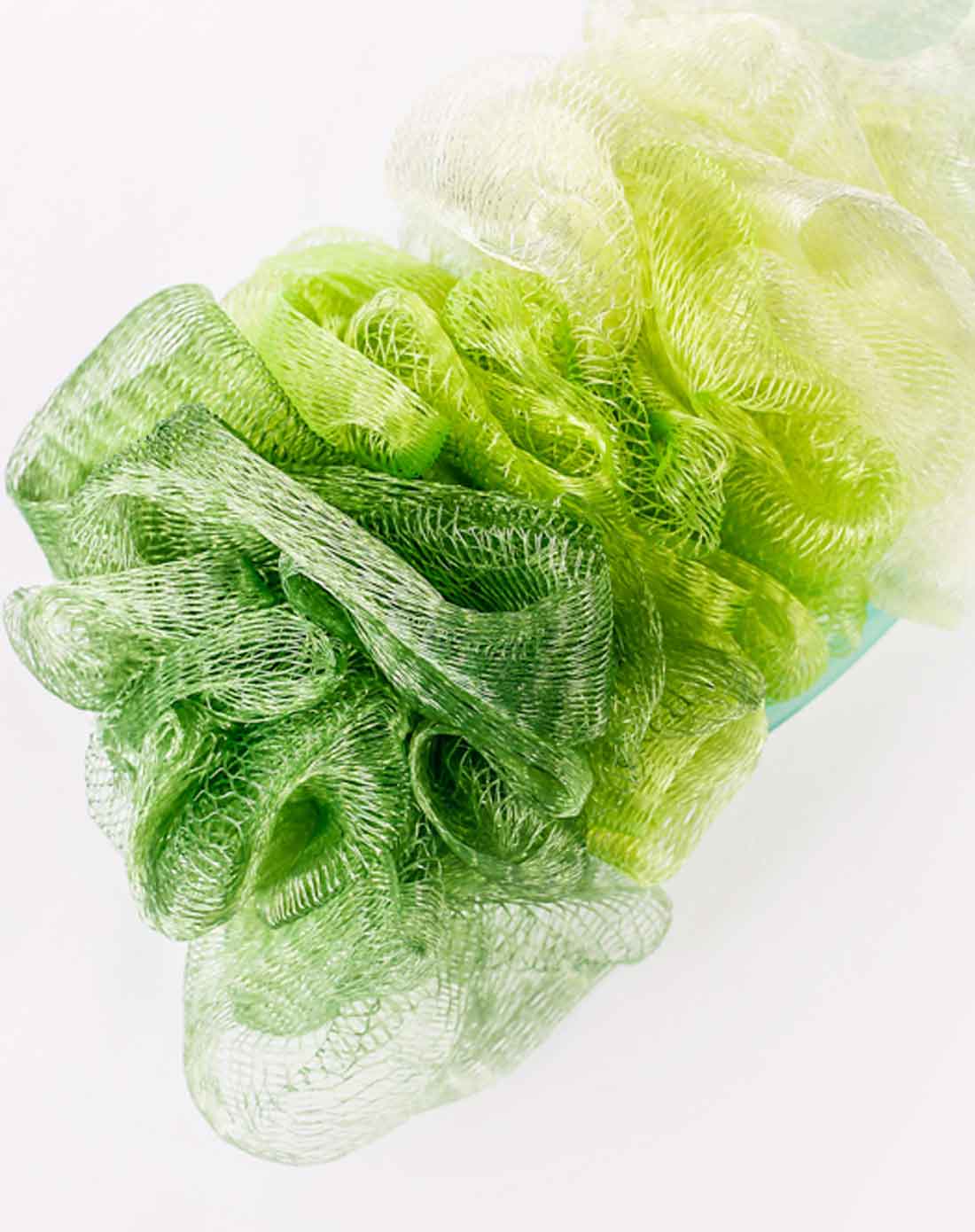 绿色长柄沐浴球按摩浴花