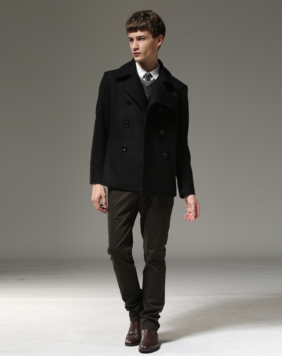 男款黑色大衣