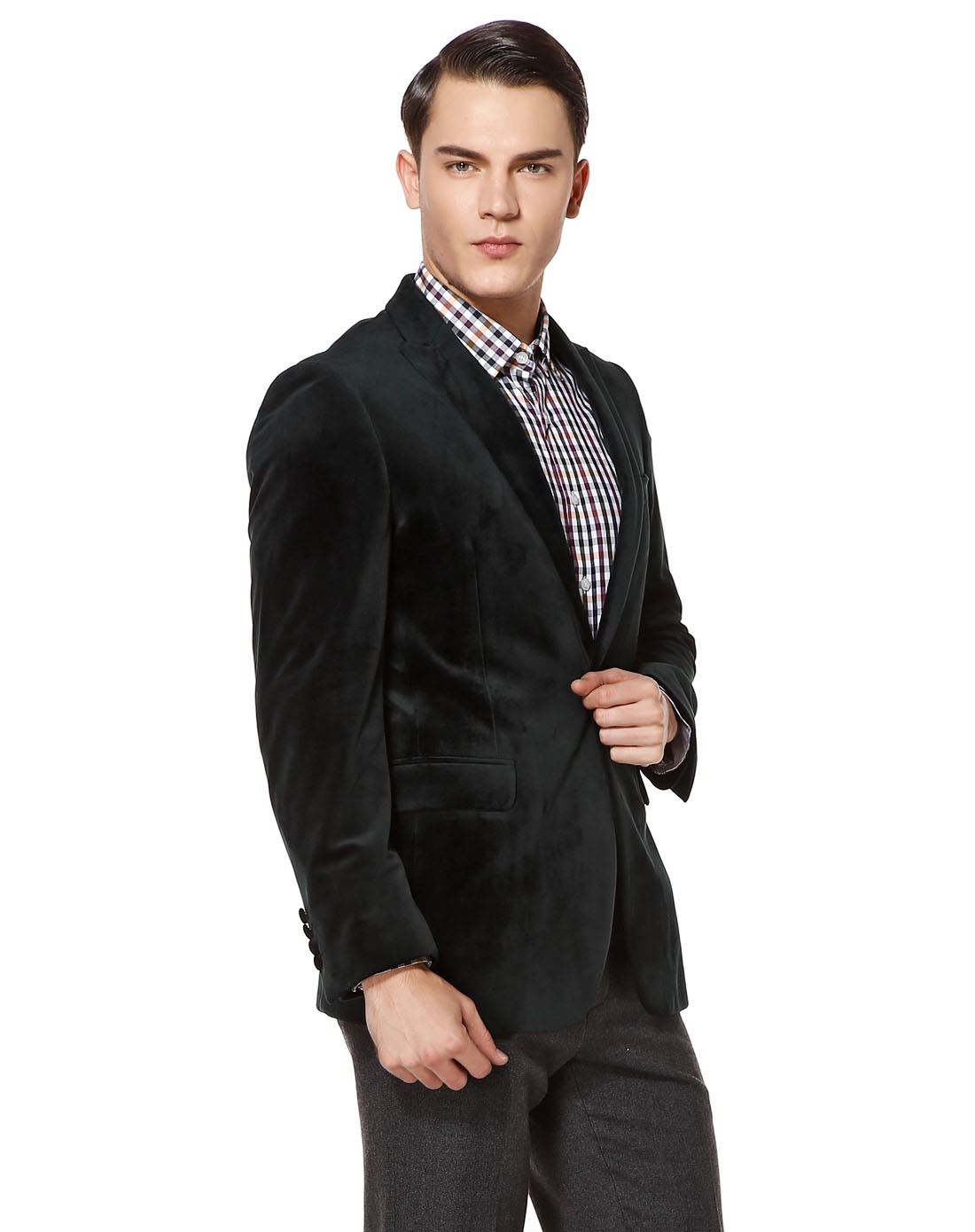 经典简约绒面休闲西服