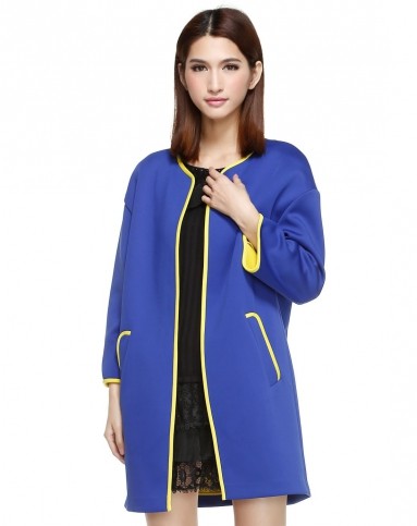 宝蓝色英伦风时尚八分袖风衣