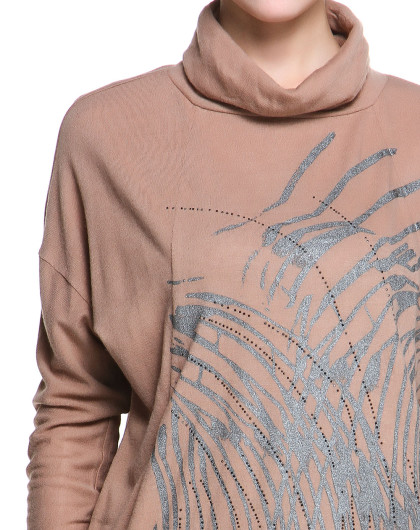 芋粉色休闲长袖上衣